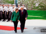 Ministras Pirmininkas Algirdas Mykolas Brazauskas Berlyne susitinka su Vokietijos kanclere Angela Merkel. Berlynas, 2006 m. gegužės 10 d.