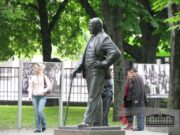 Statue of President Aleksandras Stulginskis is a solid showpiece in the garden of the Historical Presidential Palace. Kaunas, May 21, 2008