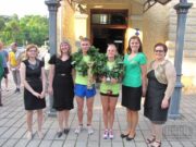 The winners of the run with the museum workers. Kaunas, July 4, 2012
