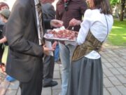 Taste of Lithuanian traditional food at the opening ceremony of the open-air exhibition. Kaunas, May 19, 2012