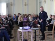 Audiovizualinio maršruto „Dvasios gidas po senąjį Kauną“ pristatymas Istorinėje Prezidentūroje. Kaunas, 2016 m. gegužės 5 d.