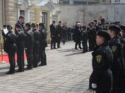 Generolo Povilo Plechavičiaus mokyklos kadetų priesaikos ceremonija Istorinės Prezidentūros kieme. Kaunas, 2019 m. balandžio 12 d.